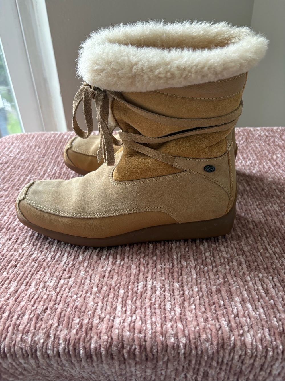 Tecnica Tan Suede Shearling-Trim Winter Boots